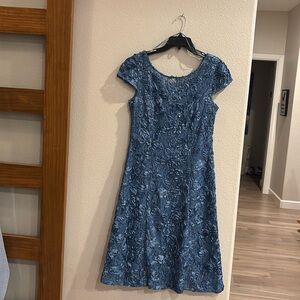 Alex Evenings Blue Lace Midi Dress